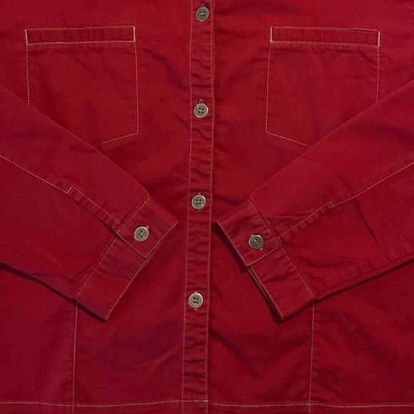 Chicos Red Jacket Shirt Button Down Womens Size 2 / L Work Casual Layer Travel - Picture 6 of 14